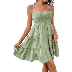 imageSOLY HUX Womens Sundress Smock Cami Mini Dress Sleeveless Swing A Line Short Dresses Casual Cute Summer DressesPlain Olive Green