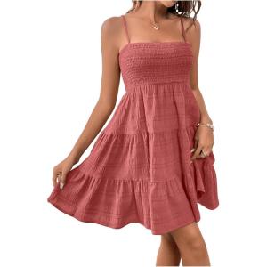 imageSOLY HUX Womens Sundress Smock Cami Mini Dress Sleeveless Swing A Line Short Dresses Casual Cute Summer DressesRusty Rose