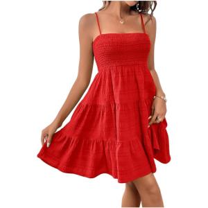 imageSOLY HUX Womens Sundress Smock Cami Mini Dress Sleeveless Swing A Line Short Dresses Casual Cute Summer DressesSolid Red