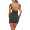 imageSOLY HUX Backless Dresses for Women Cap Sleeve Boat Neck Fitted Mini Dress Party Club Rave OutfitPure Dark Grey