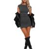 imageSOLY HUX Backless Dresses for Women Cap Sleeve Boat Neck Fitted Mini Dress Party Club Rave OutfitPure Dark Grey