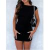 imageSOLY HUX Backless Dresses for Women Cap Sleeve Boat Neck Fitted Mini Dress Party Club Rave OutfitSolid Black