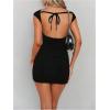 imageSOLY HUX Backless Dresses for Women Cap Sleeve Boat Neck Fitted Mini Dress Party Club Rave OutfitSolid Black