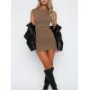 imageSOLY HUX Backless Dresses for Women Cap Sleeve Boat Neck Fitted Mini Dress Party Club Rave OutfitSolid Coffee Brown