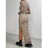imageSOLY HUX Womens Leopard Print Bodycon Dress Mock Neck Long Sleeve Split Hem Cheetah Long DressesBrown Leopard