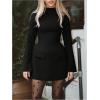 imageSOLY HUX Womens Mock Neck Long Sleeve Mini Dress A Line Flared Elegant DressesPure Black
