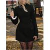 imageSOLY HUX Womens Mock Neck Long Sleeve Mini Dress A Line Flared Elegant DressesPure Black