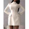 imageSOLY HUX Womens Mock Neck Long Sleeve Mini Dress A Line Flared Elegant DressesSolid Apricot