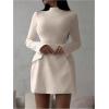 imageSOLY HUX Womens Mock Neck Long Sleeve Mini Dress A Line Flared Elegant DressesSolid Apricot