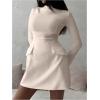 imageSOLY HUX Womens Mock Neck Long Sleeve Mini Dress A Line Flared Elegant DressesSolid Apricot