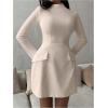 imageSOLY HUX Womens Mock Neck Long Sleeve Mini Dress A Line Flared Elegant DressesSolid Apricot