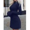 imageSOLY HUX Womens Mock Neck Long Sleeve Mini Dress A Line Flared Elegant DressesSolid Dark Blue