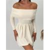 imageSOLY HUX Womens Off The Shoulder Sweater Dress Long Sleeve A Line Ruffle Hem Knit Mini DressesPure Apricot