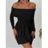 imageSOLY HUX Womens Off The Shoulder Sweater Dress Long Sleeve A Line Ruffle Hem Knit Mini DressesPure Black
