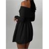 imageSOLY HUX Womens Off The Shoulder Sweater Dress Long Sleeve A Line Ruffle Hem Knit Mini DressesPure Black