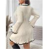 imageSOLY HUX Womens Plus Size Long Sleeve Knitted Sweater Dress Half Button Down Collar Bodycon Mini DressesPure Apricot
