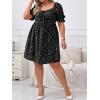 imageSOLY HUX Womens Plus Size Summer Dresses Sweetheart Neck Puff Short Sleeve Tie Swing A Line Midi DressBlack Heart