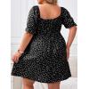 imageSOLY HUX Womens Plus Size Summer Dresses Sweetheart Neck Puff Short Sleeve Tie Swing A Line Midi DressBlack Heart