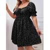 imageSOLY HUX Womens Plus Size Summer Dresses Sweetheart Neck Puff Short Sleeve Tie Swing A Line Midi DressBlack Heart