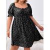 imageSOLY HUX Womens Plus Size Summer Dresses Sweetheart Neck Puff Short Sleeve Tie Swing A Line Midi DressBlack Heart