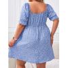 imageSOLY HUX Womens Plus Size Summer Dresses Sweetheart Neck Puff Short Sleeve Tie Swing A Line Midi DressDusty Blue Heart