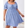imageSOLY HUX Womens Plus Size Summer Dresses Sweetheart Neck Puff Short Sleeve Tie Swing A Line Midi DressDusty Blue Heart