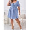 imageSOLY HUX Womens Plus Size Summer Dresses Sweetheart Neck Puff Short Sleeve Tie Swing A Line Midi DressDusty Blue Heart