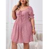 imageSOLY HUX Womens Plus Size Summer Dresses Sweetheart Neck Puff Short Sleeve Tie Swing A Line Midi DressPink Heart