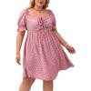 imageSOLY HUX Womens Plus Size Summer Dresses Sweetheart Neck Puff Short Sleeve Tie Swing A Line Midi DressPink Heart