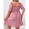 imageSOLY HUX Womens Plus Size Summer Dresses Sweetheart Neck Puff Short Sleeve Tie Swing A Line Midi DressPink Heart