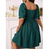 imageSOLY HUX Womens Plus Size Summer Dresses Sweetheart Neck Puff Short Sleeve Tie Swing A Line Midi DressPlain Dark Green