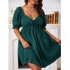 imageSOLY HUX Womens Plus Size Summer Dresses Sweetheart Neck Puff Short Sleeve Tie Swing A Line Midi DressPlain Dark Green