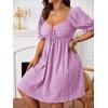 imageSOLY HUX Womens Plus Size Summer Dresses Sweetheart Neck Puff Short Sleeve Tie Swing A Line Midi DressPlain Lilac Purple