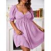 imageSOLY HUX Womens Plus Size Summer Dresses Sweetheart Neck Puff Short Sleeve Tie Swing A Line Midi DressPlain Lilac Purple