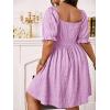 imageSOLY HUX Womens Plus Size Summer Dresses Sweetheart Neck Puff Short Sleeve Tie Swing A Line Midi DressPlain Lilac Purple