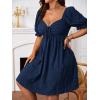 imageSOLY HUX Womens Plus Size Summer Dresses Sweetheart Neck Puff Short Sleeve Tie Swing A Line Midi DressPure Navy Blue