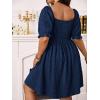 imageSOLY HUX Womens Plus Size Summer Dresses Sweetheart Neck Puff Short Sleeve Tie Swing A Line Midi DressPure Navy Blue