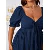 imageSOLY HUX Womens Plus Size Summer Dresses Sweetheart Neck Puff Short Sleeve Tie Swing A Line Midi DressPure Navy Blue
