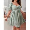 imageSOLY HUX Womens Plus Size Summer Dresses Sweetheart Neck Puff Short Sleeve Tie Swing A Line Midi DressSolid Mint Green