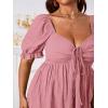 imageSOLY HUX Womens Plus Size Summer Dresses Sweetheart Neck Puff Short Sleeve Tie Swing A Line Midi DressSolid Pink