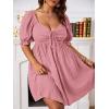 imageSOLY HUX Womens Plus Size Summer Dresses Sweetheart Neck Puff Short Sleeve Tie Swing A Line Midi DressSolid Pink