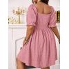 imageSOLY HUX Womens Plus Size Summer Dresses Sweetheart Neck Puff Short Sleeve Tie Swing A Line Midi DressSolid Pink