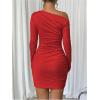 imageSOLY HUX Womens Ruched Bodycon Mini Dress Off The Shoulder Long Sleeve Fall DressesPure Red
