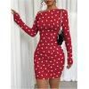 imageSOLY HUX Womens Ruched Bodycon Mini Dress Off The Shoulder Long Sleeve Fall DressesRed Heart