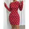imageSOLY HUX Womens Ruched Bodycon Mini Dress Off The Shoulder Long Sleeve Fall DressesRed Heart