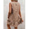 imageSOLY HUX Womens Ruffle Hem Sleeveless Tank Dress Round Neck Casual Jacquard Hem Smock Summer Mini DressesCoffee Brown