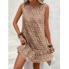 imageSOLY HUX Womens Ruffle Hem Sleeveless Tank Dress Round Neck Casual Jacquard Hem Smock Summer Mini DressesCoffee Brown