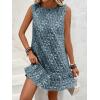 imageSOLY HUX Womens Ruffle Hem Sleeveless Tank Dress Round Neck Casual Jacquard Hem Smock Summer Mini DressesDusty Blue