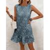 imageSOLY HUX Womens Ruffle Hem Sleeveless Tank Dress Round Neck Casual Jacquard Hem Smock Summer Mini DressesDusty Blue