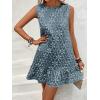 imageSOLY HUX Womens Ruffle Hem Sleeveless Tank Dress Round Neck Casual Jacquard Hem Smock Summer Mini DressesDusty Blue